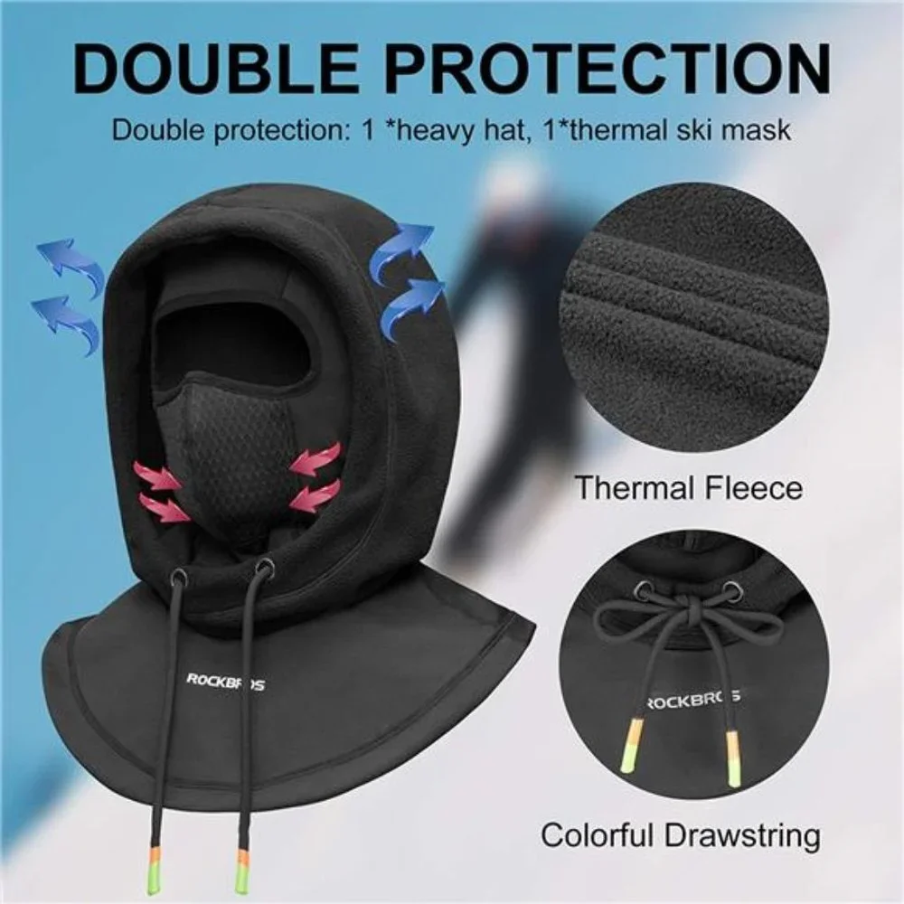 Men's Ski Mask Thermal Fleece Balaclava, Black